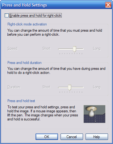 Make sure the "Enable press and hold for right-click" checkbox is not checked.
